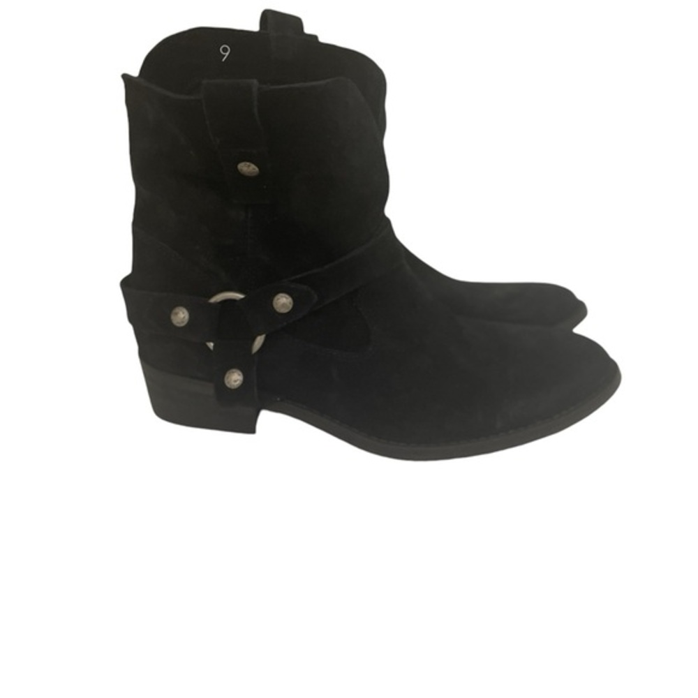 Vero Couio DKNY Italian Black Suede Slip On  Western Bootie Size 9